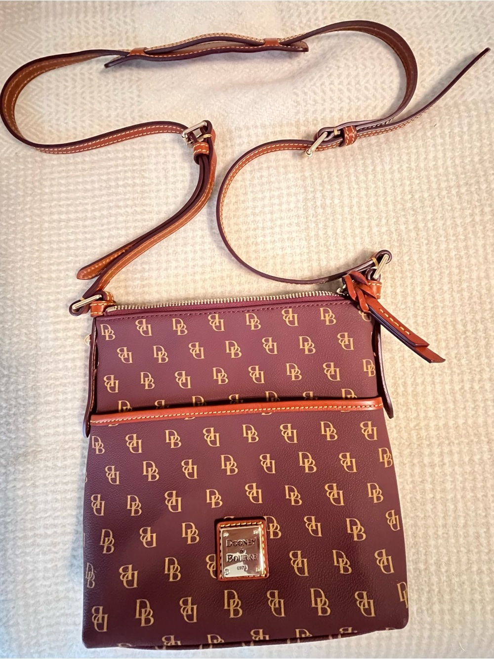 Dooney & Bourke Brown & Gold Signature Crossbody Bag
